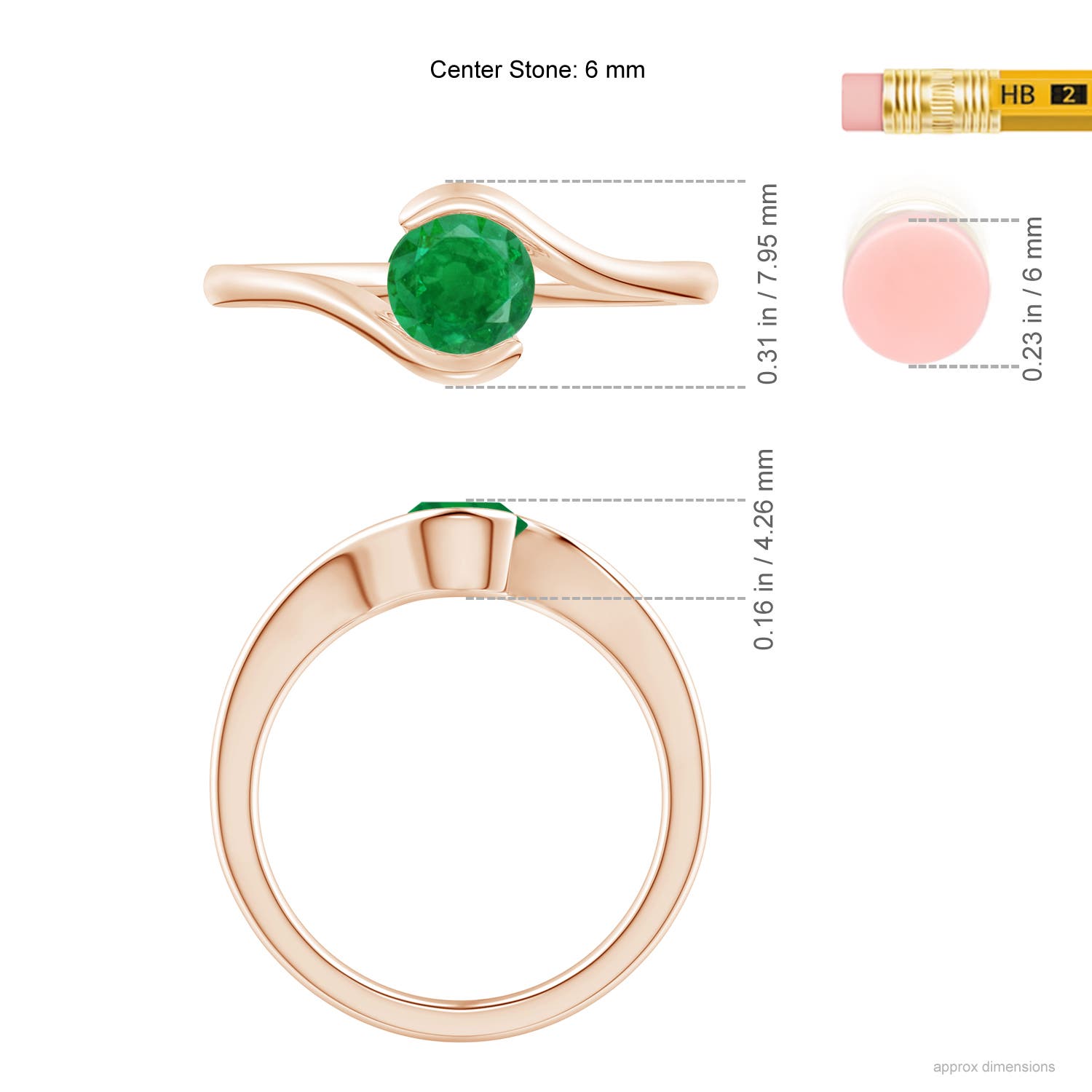 AA - Emerald / 0.55 CT / 14 KT Rose Gold