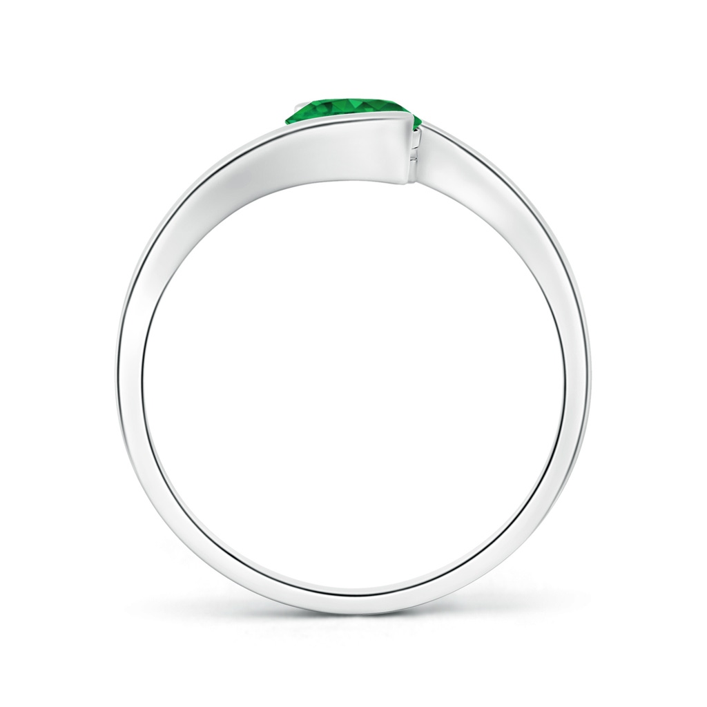 5.5mm AAA Semi Bezel-Set Solitaire Round Emerald Bypass Ring in 10K White Gold Side 199