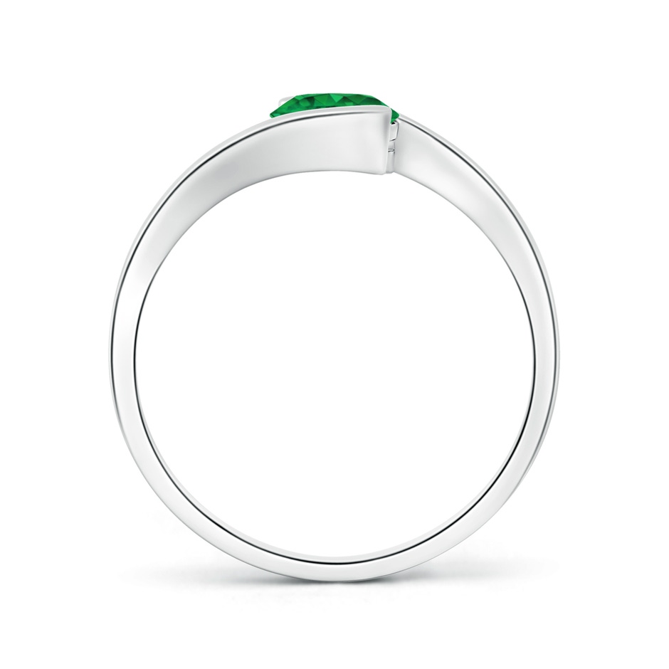 5.5mm AAA Semi Bezel-Set Solitaire Round Emerald Bypass Ring in 10K White Gold side 199