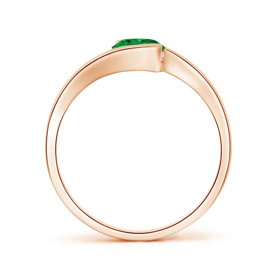 5.5mm AAAA Semi Bezel-Set Solitaire Round Emerald Bypass Ring in Rose Gold side 199