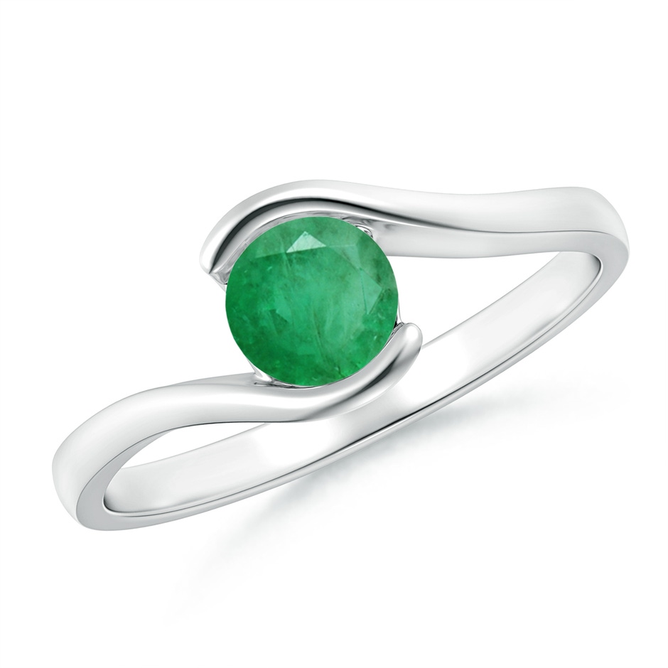 5mm A Semi Bezel-Set Solitaire Round Emerald Bypass Ring in P950 Platinum 