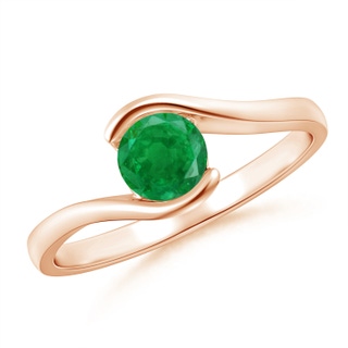 5mm AA Semi Bezel-Set Solitaire Round Emerald Bypass Ring in Rose Gold