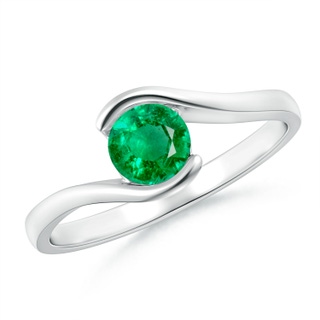 5mm AAA Semi Bezel-Set Solitaire Round Emerald Bypass Ring in P950 Platinum