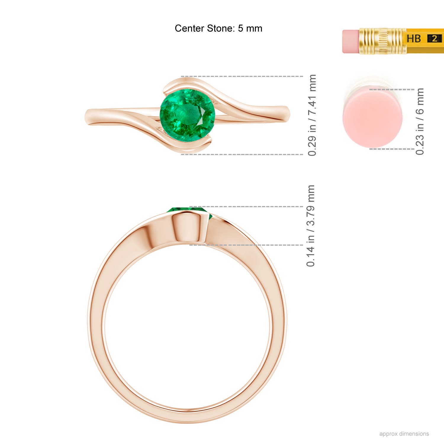 AAA - Emerald / 0.45 CT / 14 KT Rose Gold