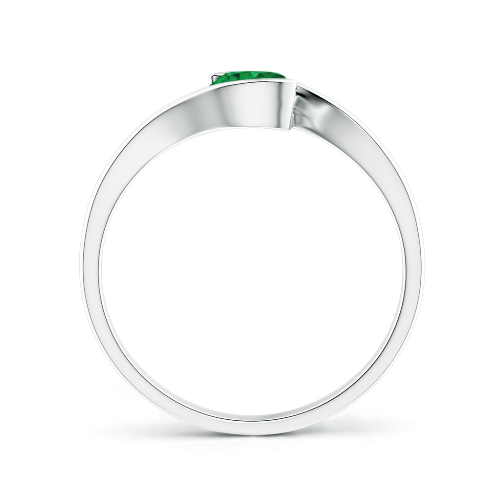5mm AAA Semi Bezel-Set Solitaire Round Emerald Bypass Ring in White Gold Side 199
