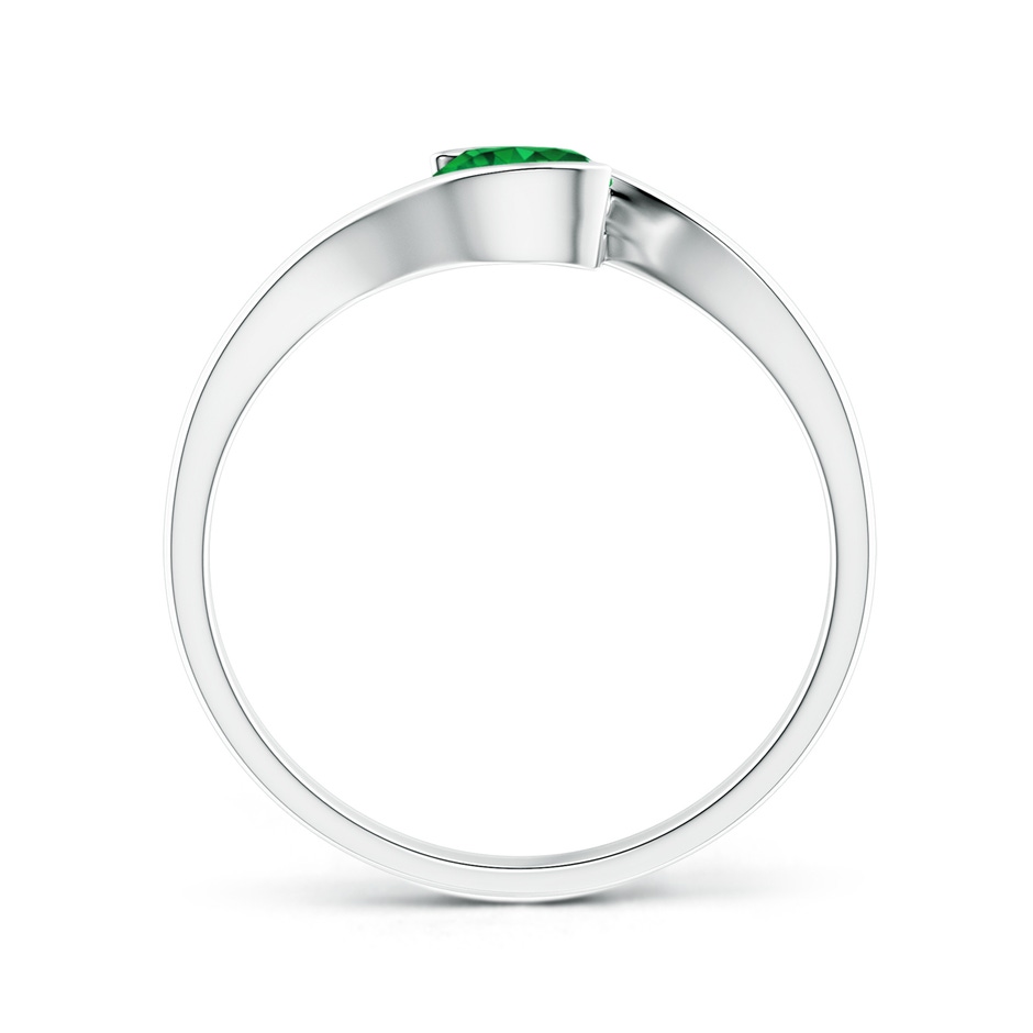 5mm AAAA Semi Bezel-Set Solitaire Round Emerald Bypass Ring in P950 Platinum side 199