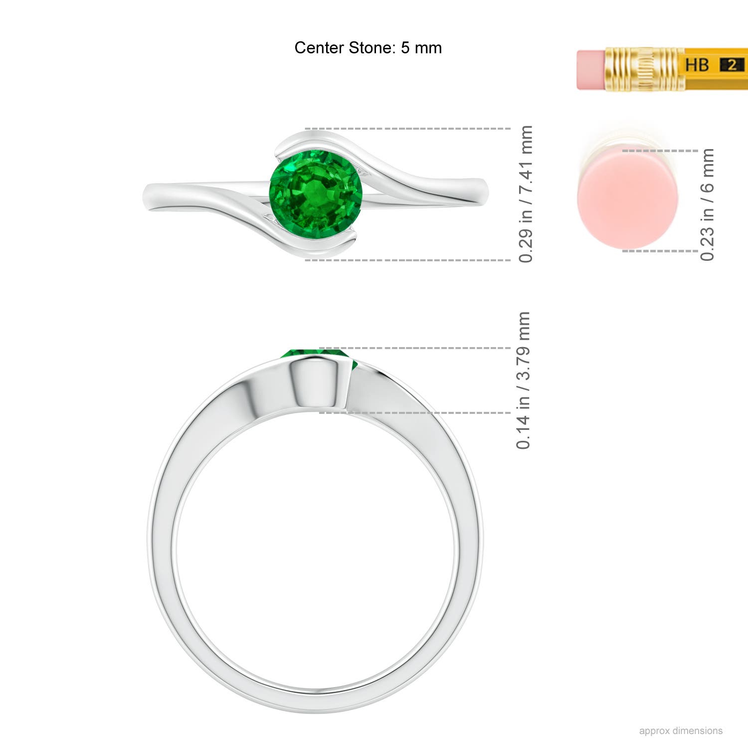 AAAA - Emerald / 0.45 CT / 14 KT White Gold