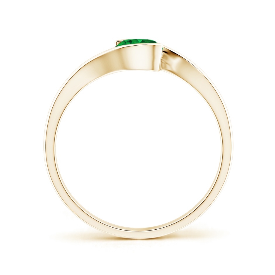 5mm AAAA Semi Bezel-Set Solitaire Round Emerald Bypass Ring in Yellow Gold side 199