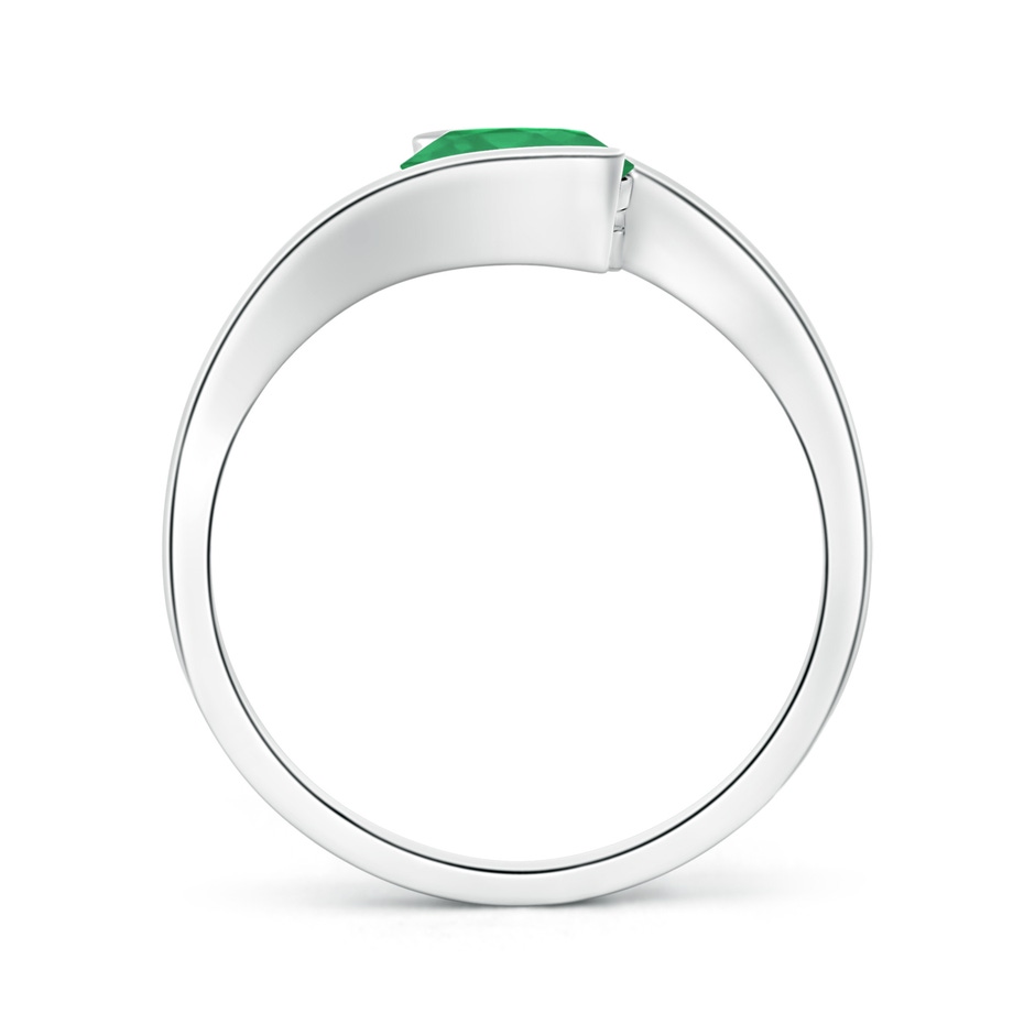 6.5mm A Semi Bezel-Set Solitaire Round Emerald Bypass Ring in P950 Platinum side 199