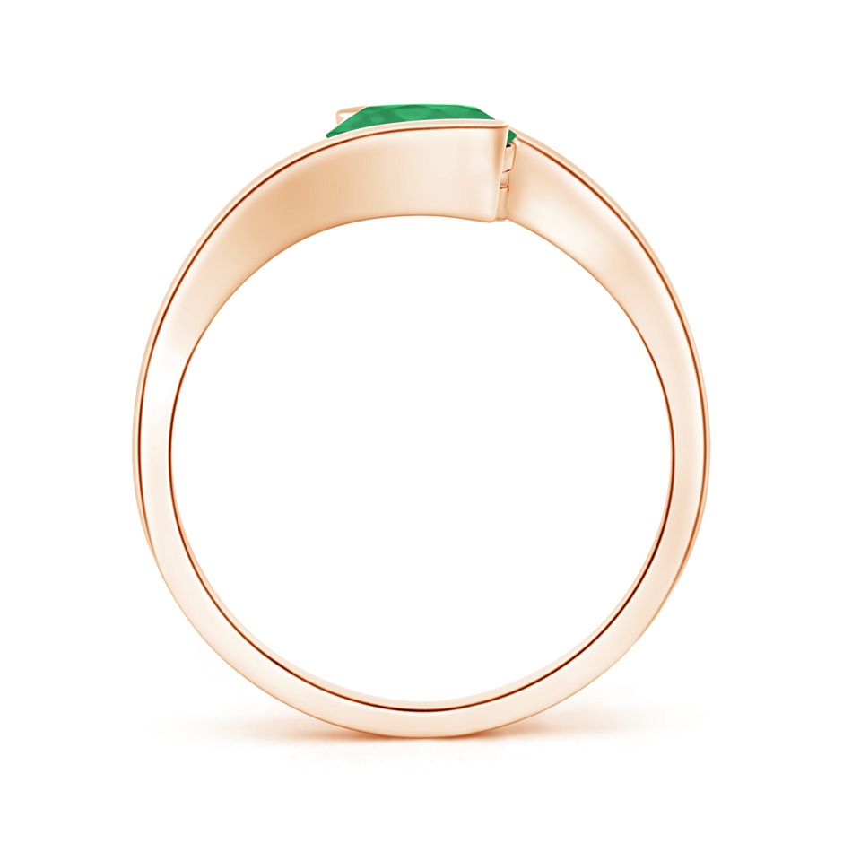 6.5mm A Semi Bezel-Set Solitaire Round Emerald Bypass Ring in Rose Gold side 199