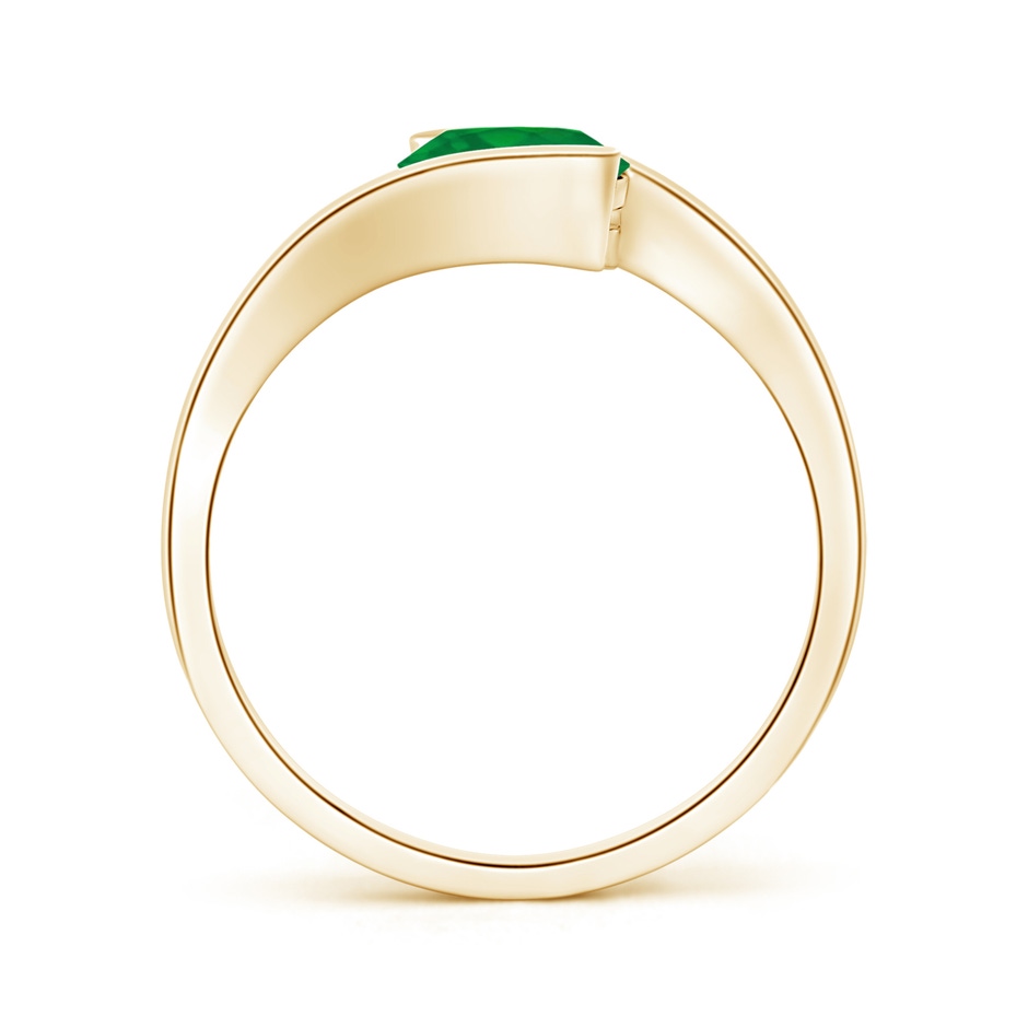 6.5mm AA Semi Bezel-Set Solitaire Round Emerald Bypass Ring in Yellow Gold side 199