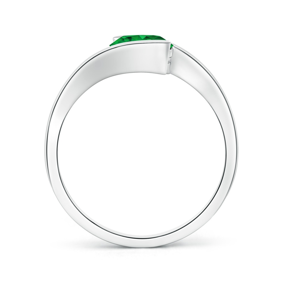 6.5mm AAAA Semi Bezel-Set Solitaire Round Emerald Bypass Ring in P950 Platinum side 199