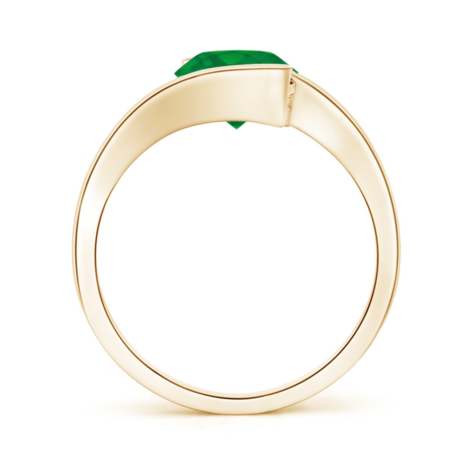 7.5mm AA Semi Bezel-Set Solitaire Round Emerald Bypass Ring in Yellow Gold side 199