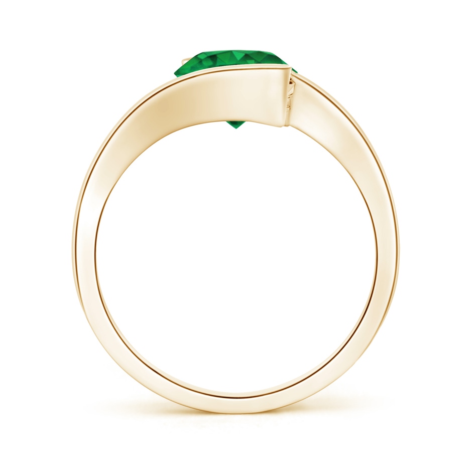 7.5mm AAA Semi Bezel-Set Solitaire Round Emerald Bypass Ring in 18K Yellow Gold side 199