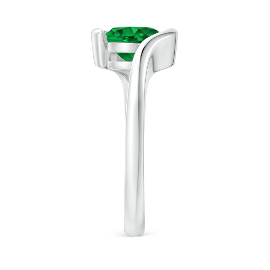 7.5mm AAAA Semi Bezel-Set Solitaire Round Emerald Bypass Ring in P950 Platinum side 299
