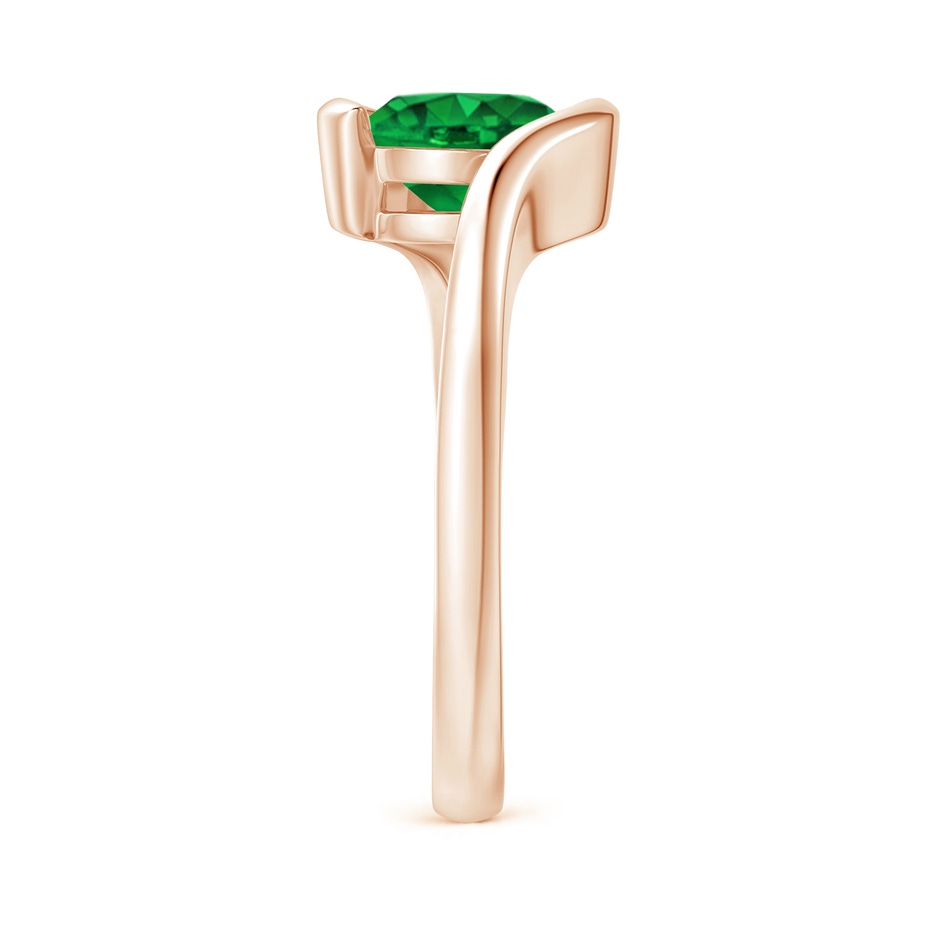 7.5mm AAAA Semi Bezel-Set Solitaire Round Emerald Bypass Ring in Rose Gold side 299