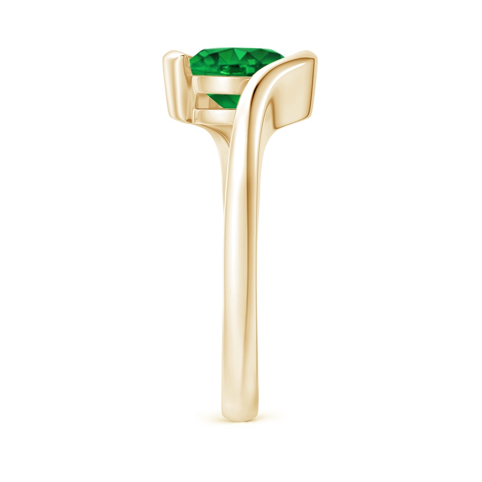 7.5mm AAAA Semi Bezel-Set Solitaire Round Emerald Bypass Ring in Yellow Gold side 299