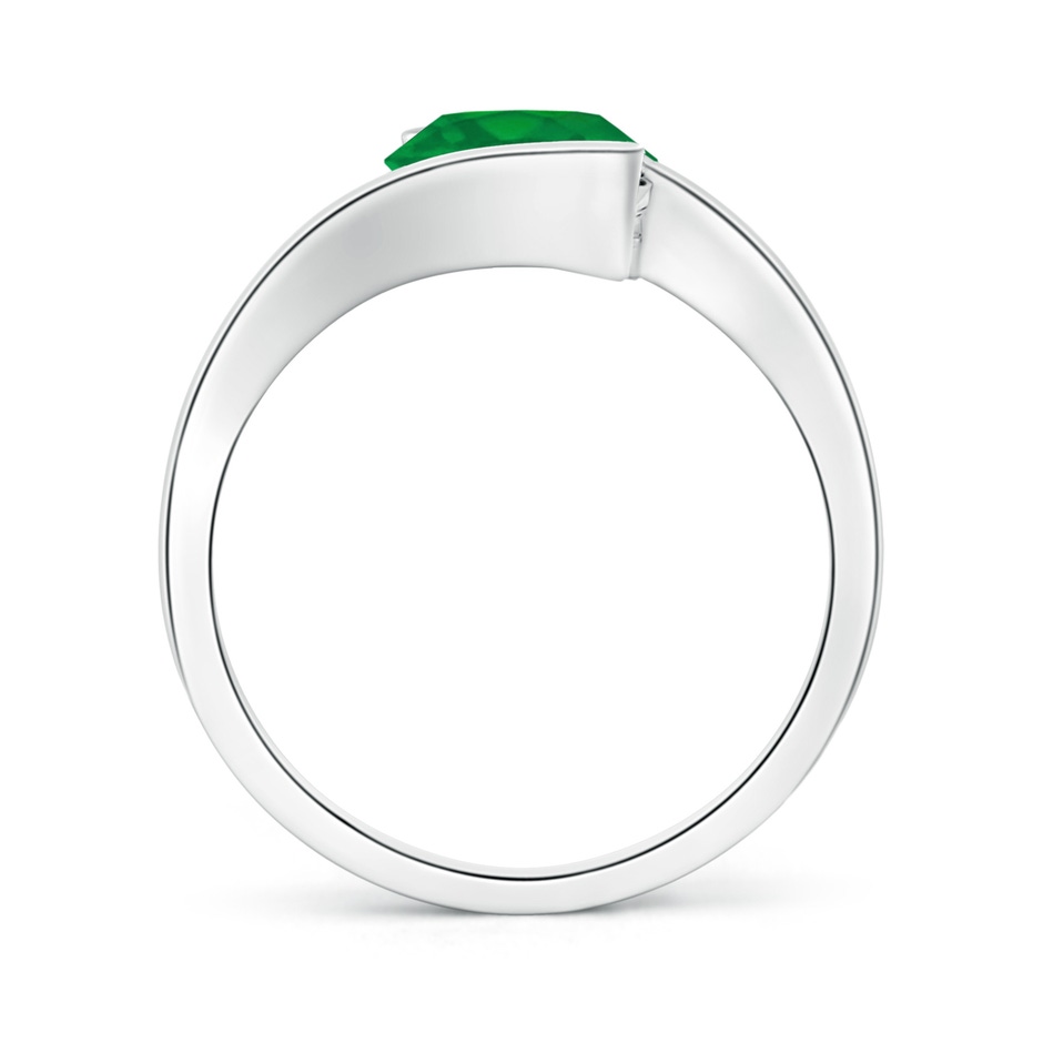 8mm AA Semi Bezel-Set Solitaire Round Emerald Bypass Ring in P950 Platinum side 199