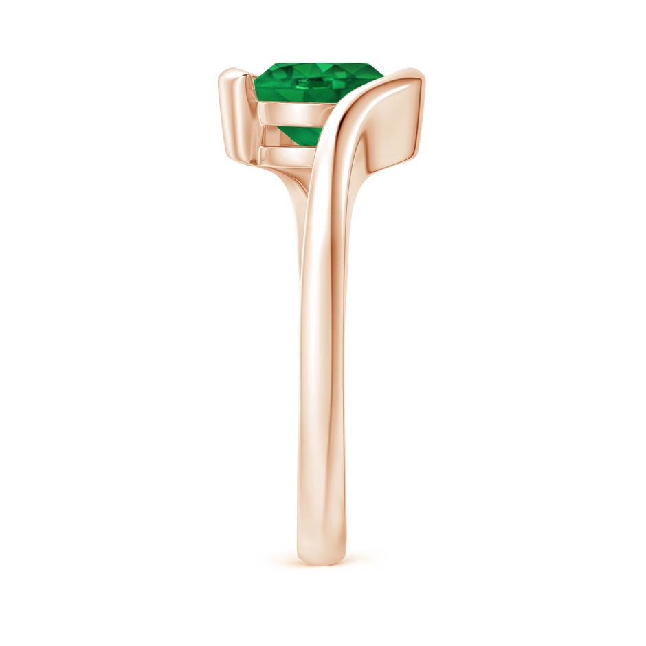8mm AAA Semi Bezel-Set Solitaire Round Emerald Bypass Ring in Rose Gold side 299