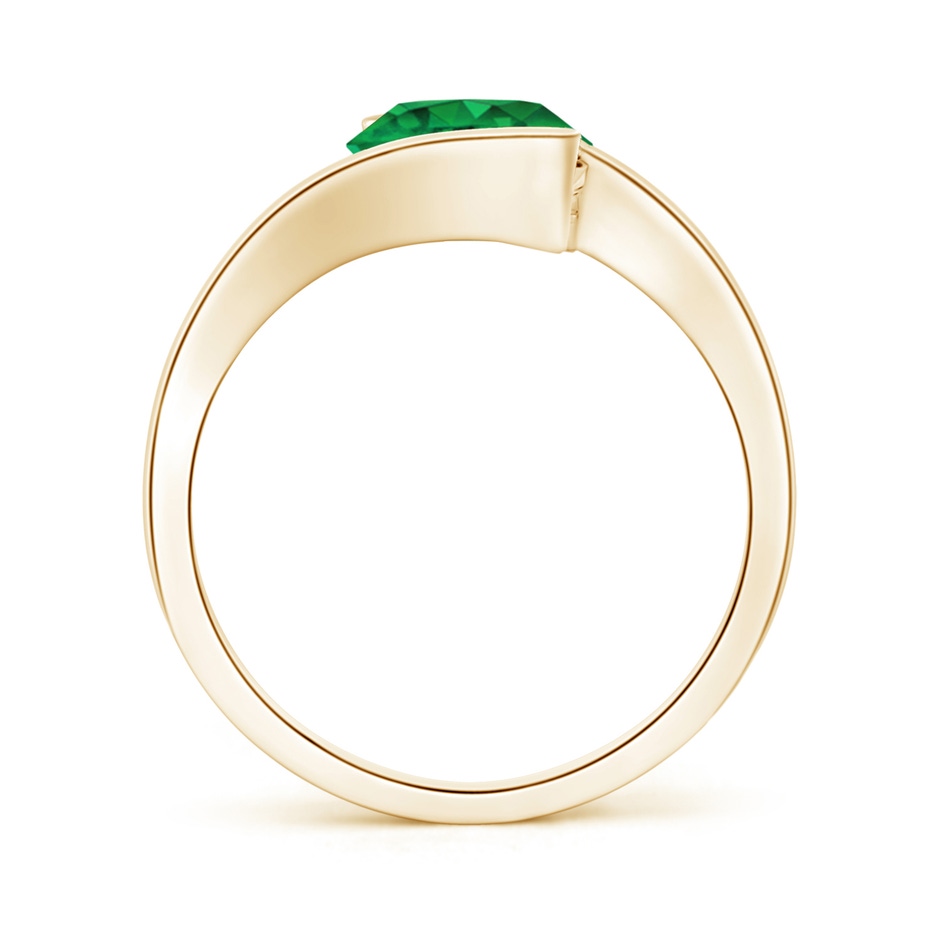 8mm AAA Semi Bezel-Set Solitaire Round Emerald Bypass Ring in Yellow Gold side 199