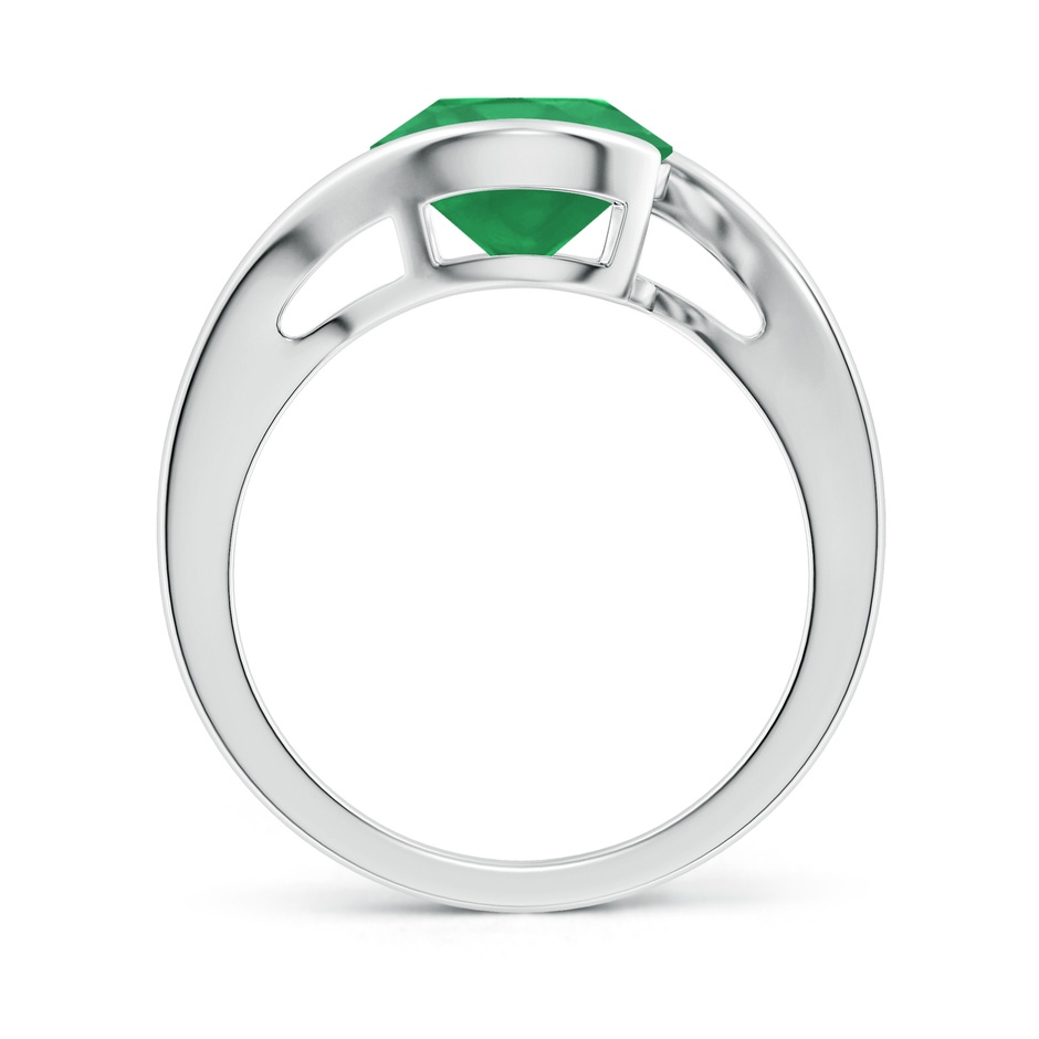 9mm A Semi Bezel-Set Solitaire Round Emerald Bypass Ring in P950 Platinum side 199
