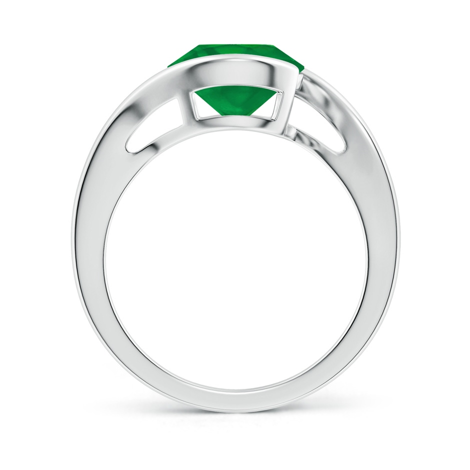9mm AA Semi Bezel-Set Solitaire Round Emerald Bypass Ring in P950 Platinum side 199