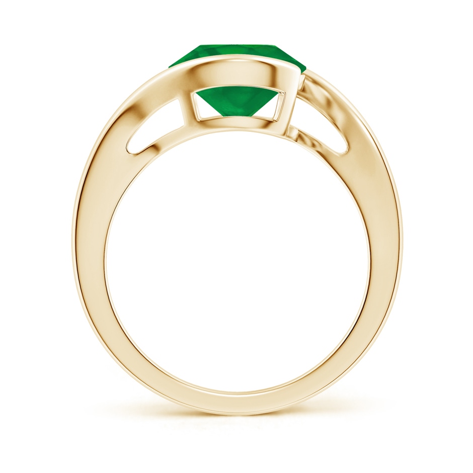9mm AA Semi Bezel-Set Solitaire Round Emerald Bypass Ring in Yellow Gold side 199