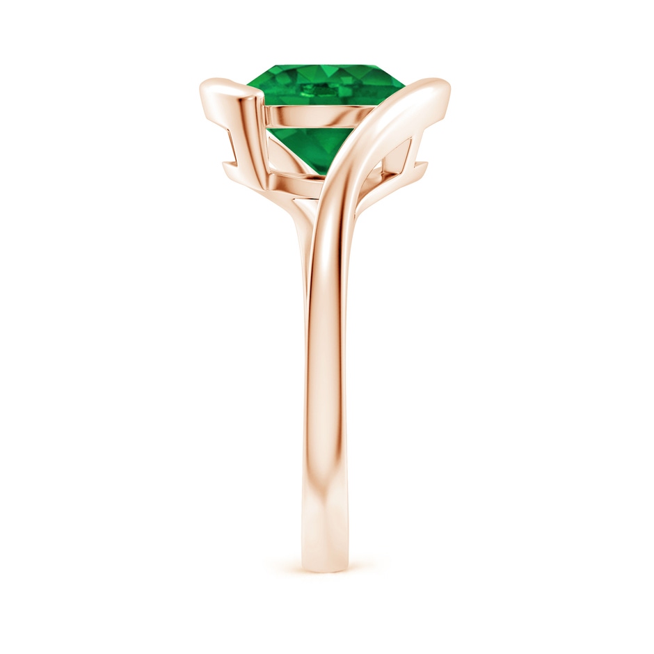 9mm AAA Semi Bezel-Set Solitaire Round Emerald Bypass Ring in 18K Rose Gold side 299