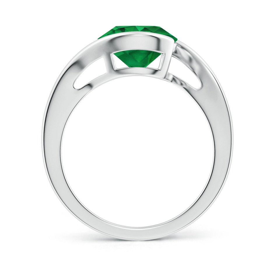 9mm AAA Semi Bezel-Set Solitaire Round Emerald Bypass Ring in White Gold side 199