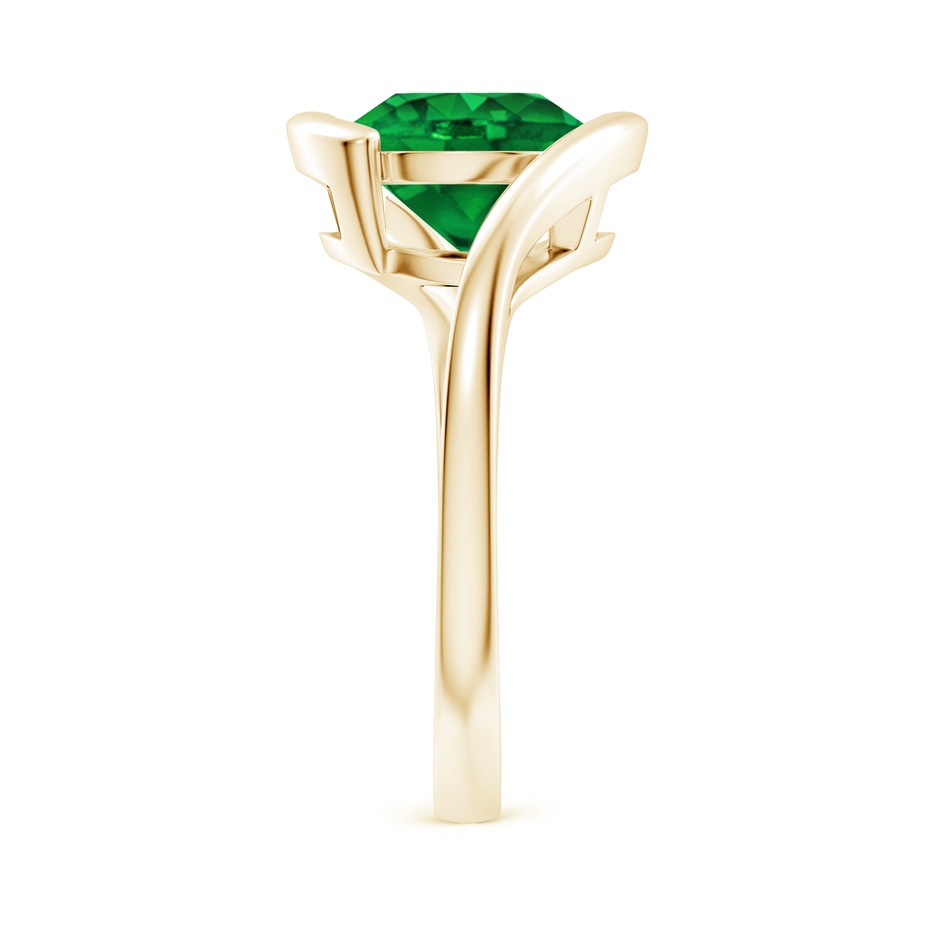 9mm AAAA Semi Bezel-Set Solitaire Round Emerald Bypass Ring in Yellow Gold side 299