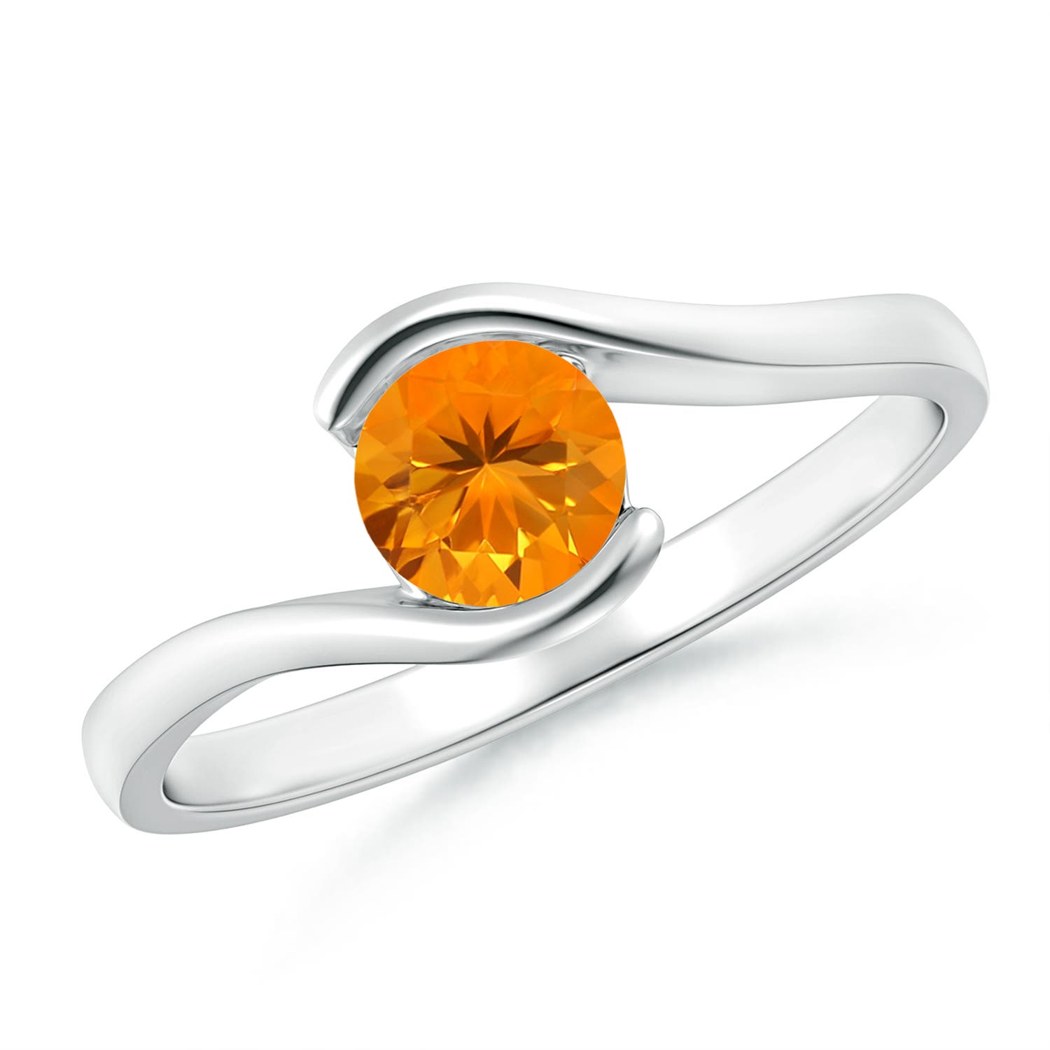 Angara 0.32 CTW Semi Bezel-Set Solitaire Round Fire Opal Bypass Ring in Silver