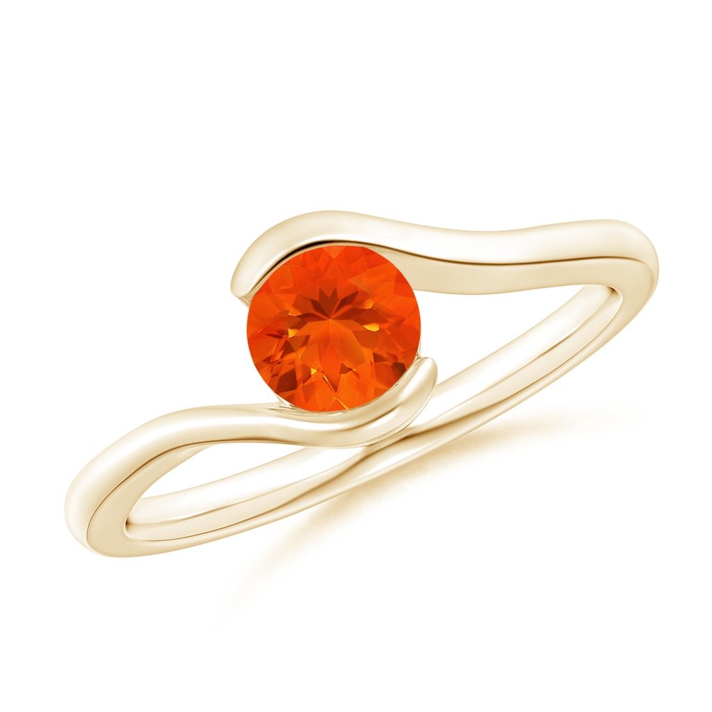 5mm AAA Semi Bezel-Set Solitaire Round Fire Opal Bypass Ring in 9K Yellow Gold