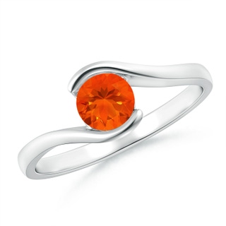 5mm AAA Semi Bezel-Set Solitaire Round Fire Opal Bypass Ring in White Gold
