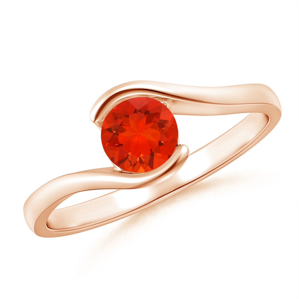 5mm AAAA Semi Bezel-Set Solitaire Round Fire Opal Bypass Ring in Rose Gold
