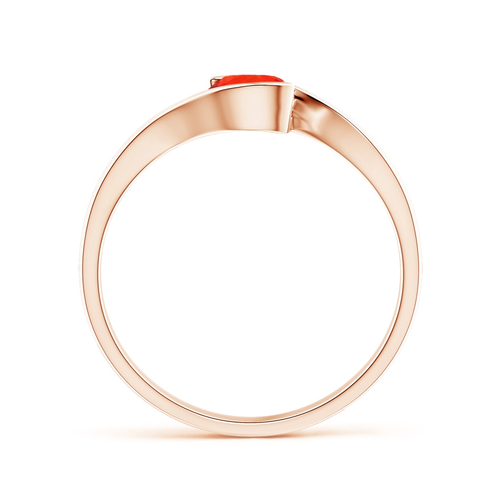 5mm AAAA Semi Bezel-Set Solitaire Round Fire Opal Bypass Ring in Rose Gold - side 1