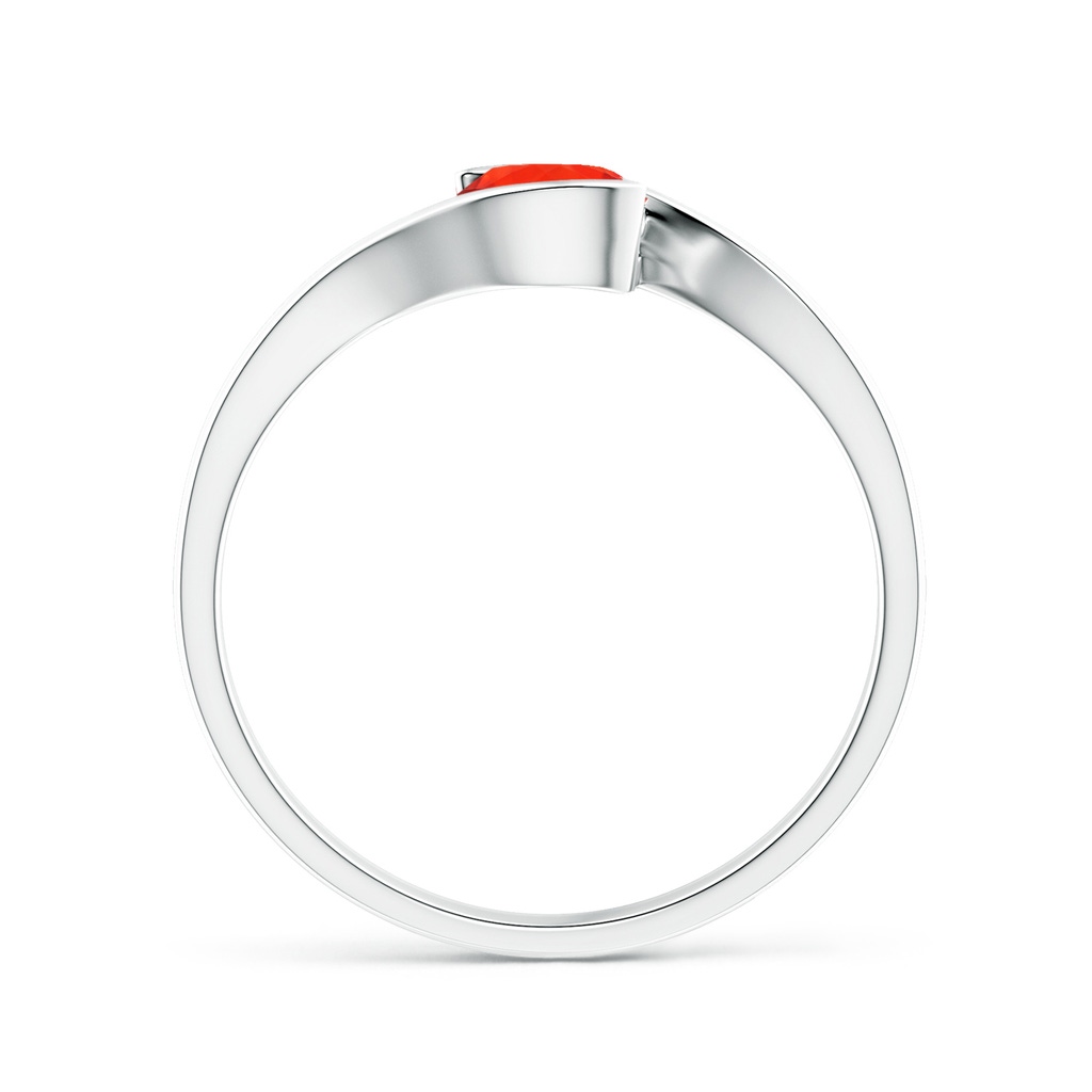 5mm AAAA Semi Bezel-Set Solitaire Round Fire Opal Bypass Ring in White Gold - side 1
