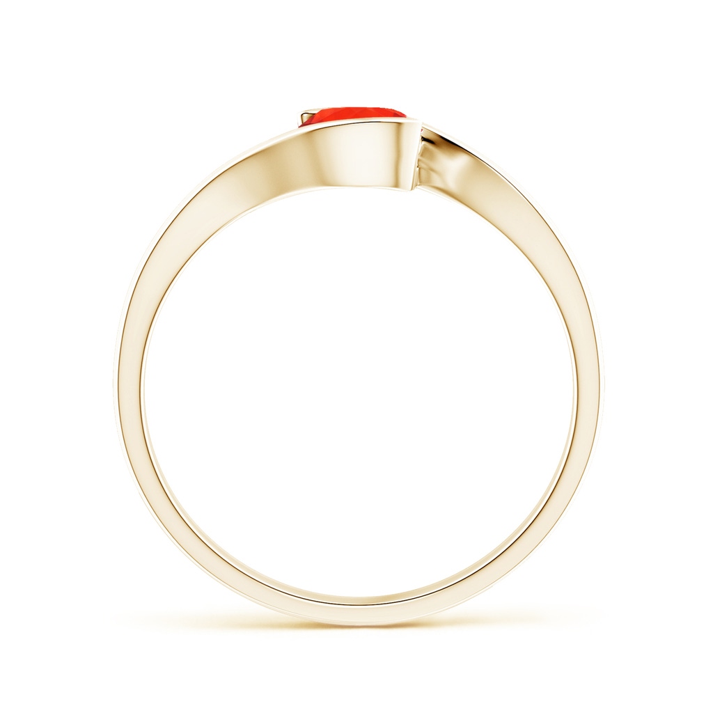 5mm AAAA Semi Bezel-Set Solitaire Round Fire Opal Bypass Ring in Yellow Gold - side 1