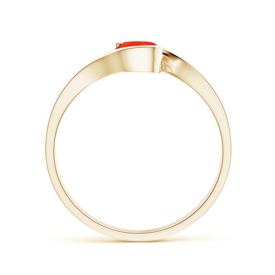 5mm AAAA Semi Bezel-Set Solitaire Round Fire Opal Bypass Ring in Yellow Gold side 1