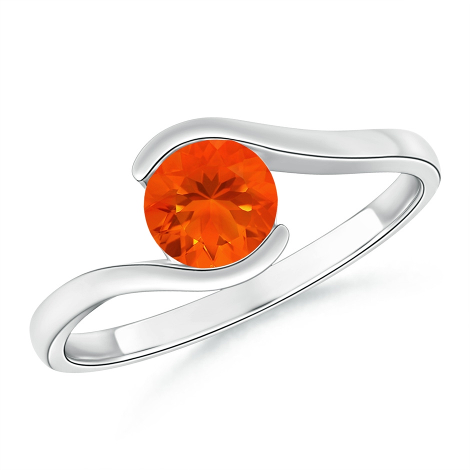 6mm AAA Semi Bezel-Set Solitaire Round Fire Opal Bypass Ring in White Gold 