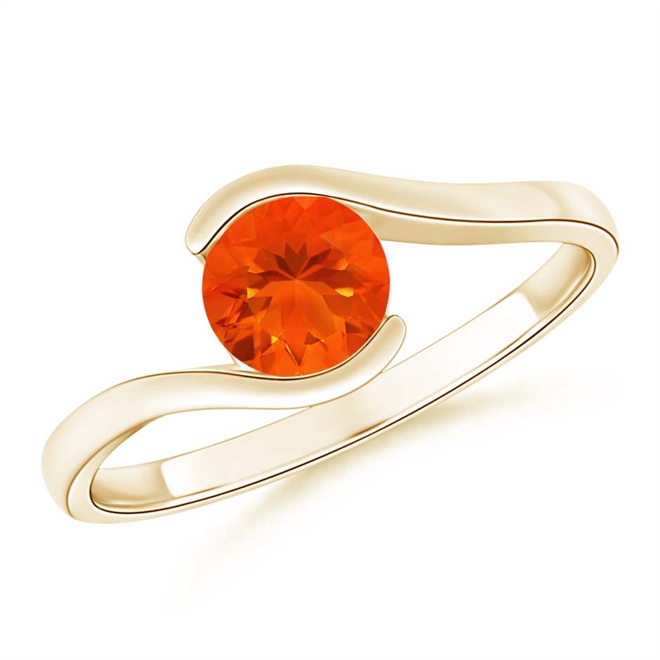 6mm AAA Semi Bezel-Set Solitaire Round Fire Opal Bypass Ring in Yellow Gold 