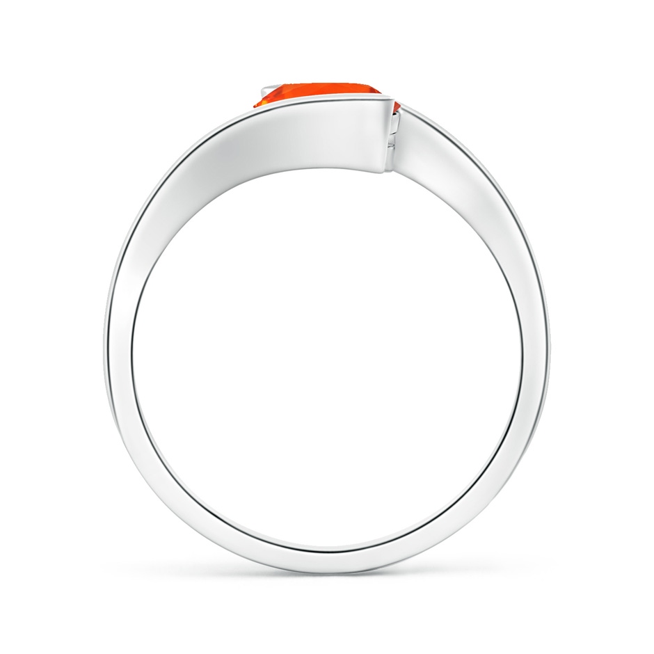 7mm AAA Semi Bezel-Set Solitaire Round Fire Opal Bypass Ring in White Gold side 1