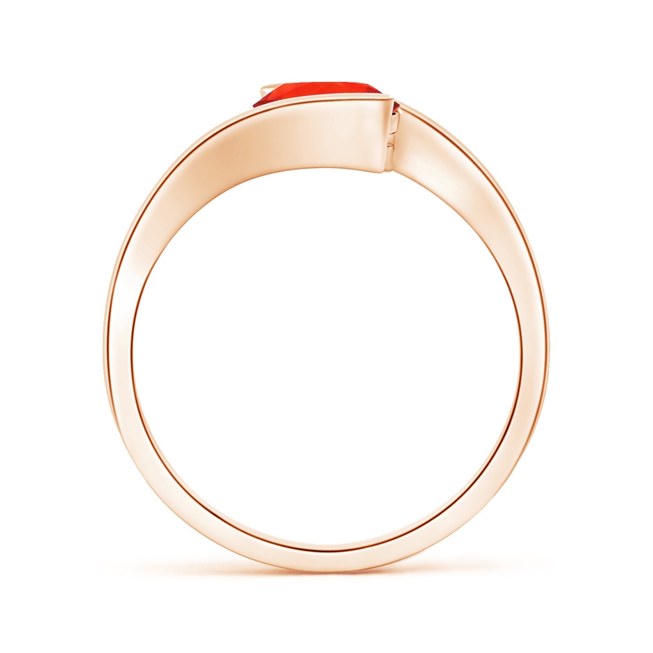 7mm AAAA Semi Bezel-Set Solitaire Round Fire Opal Bypass Ring in Rose Gold side 1