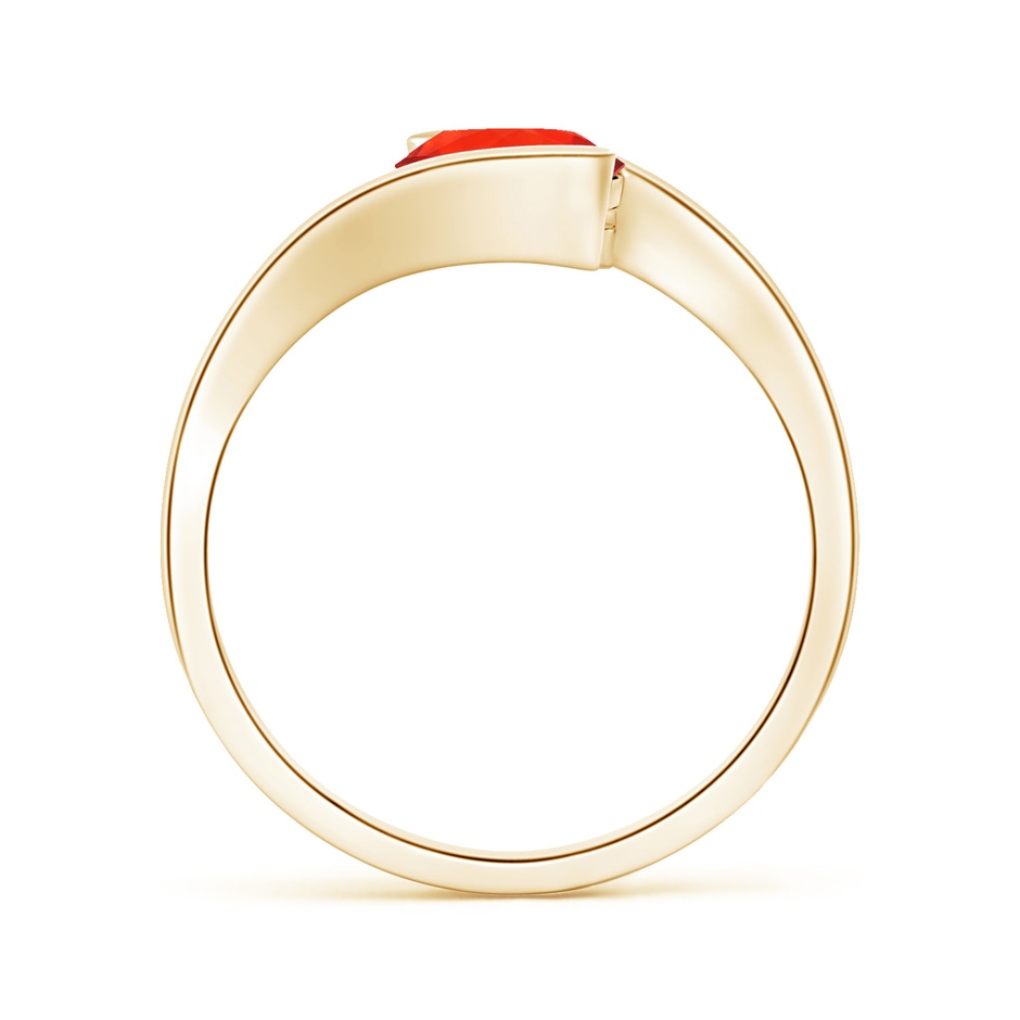 7mm AAAA Semi Bezel-Set Solitaire Round Fire Opal Bypass Ring in Yellow Gold side 1