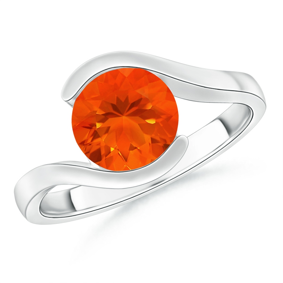 8mm AAA Semi Bezel-Set Solitaire Round Fire Opal Bypass Ring in White Gold 