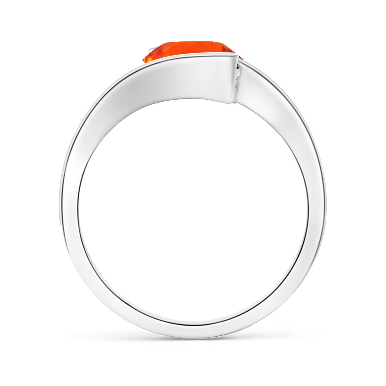8mm AAA Semi Bezel-Set Solitaire Round Fire Opal Bypass Ring in White Gold