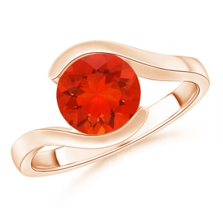8mm AAAA Semi Bezel-Set Solitaire Round Fire Opal Bypass Ring in Rose Gold