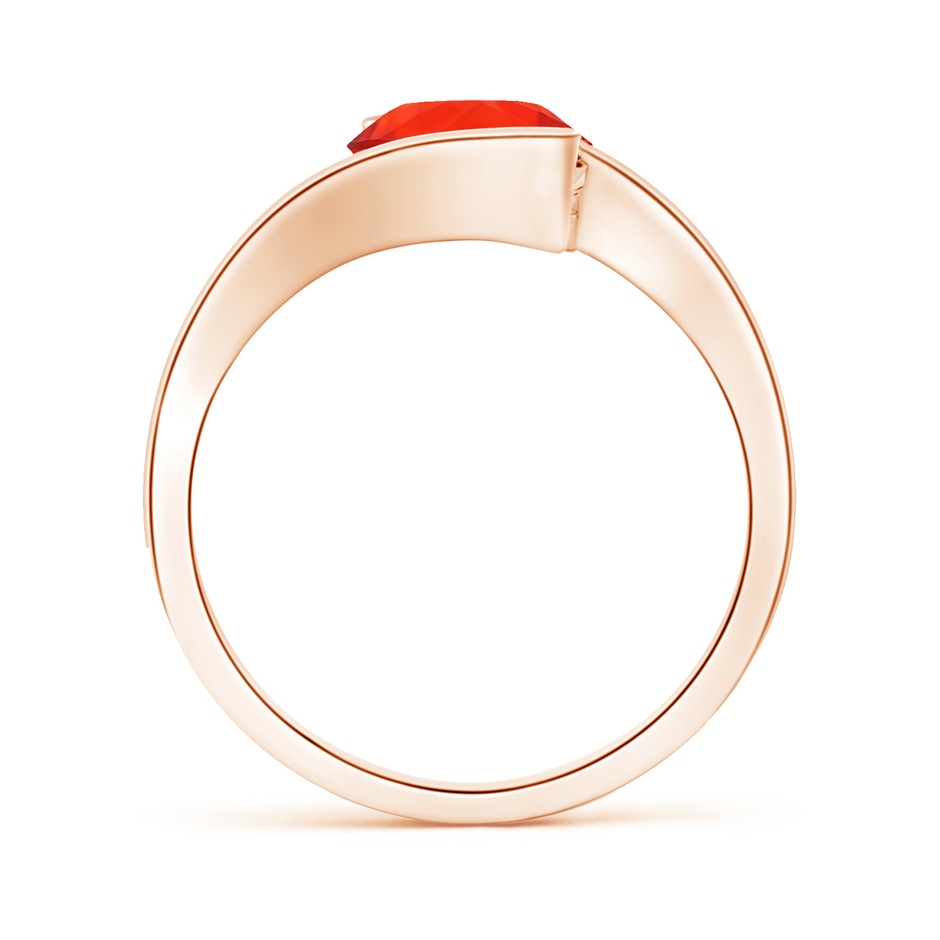 8mm AAAA Semi Bezel-Set Solitaire Round Fire Opal Bypass Ring in Rose Gold side 1