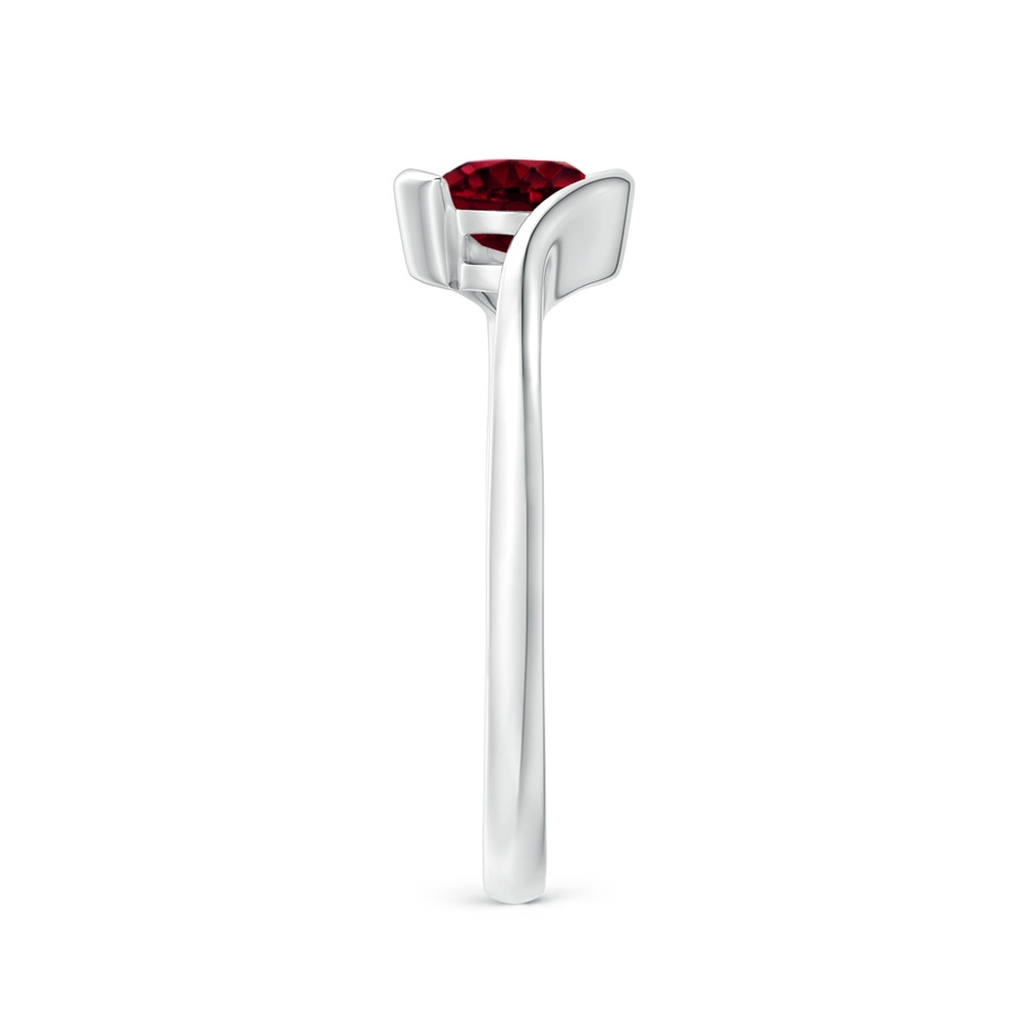 5mm A Semi Bezel-Set Solitaire Round Garnet Bypass Ring in White Gold side 299