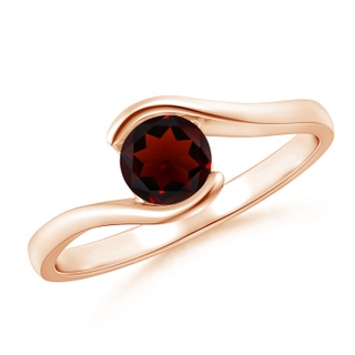 5mm AA Semi Bezel-Set Solitaire Round Garnet Bypass Ring in 10K Rose Gold