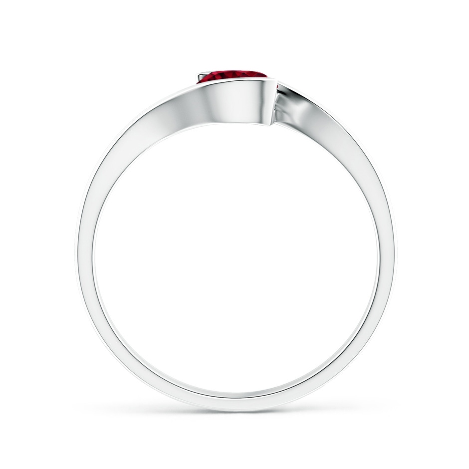 5mm AAA Semi Bezel-Set Solitaire Round Garnet Bypass Ring in P950 Platinum side 199